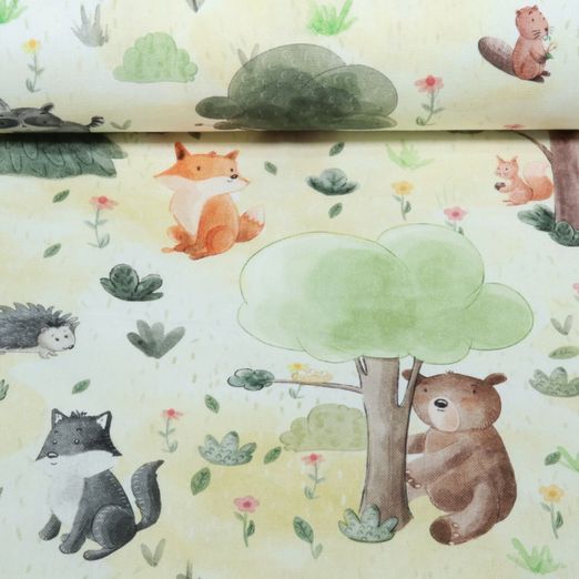 Toile canevas - Impression numérique Animaux dans la forêt Jaune