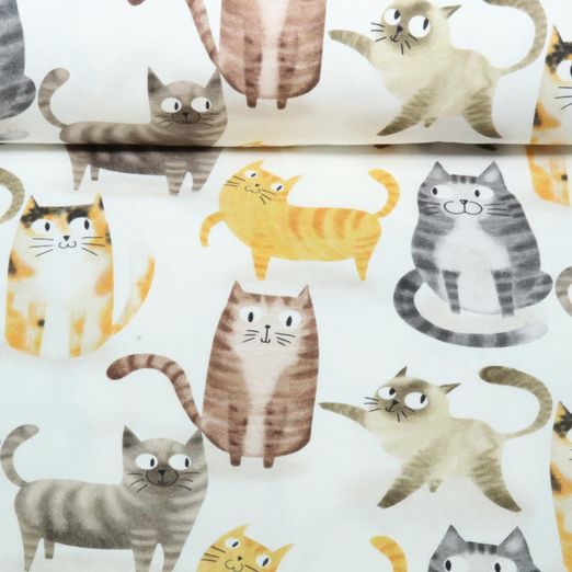 Toile canevas - Chats numériques Ecru Toile canevas - Chats numériques Ecru