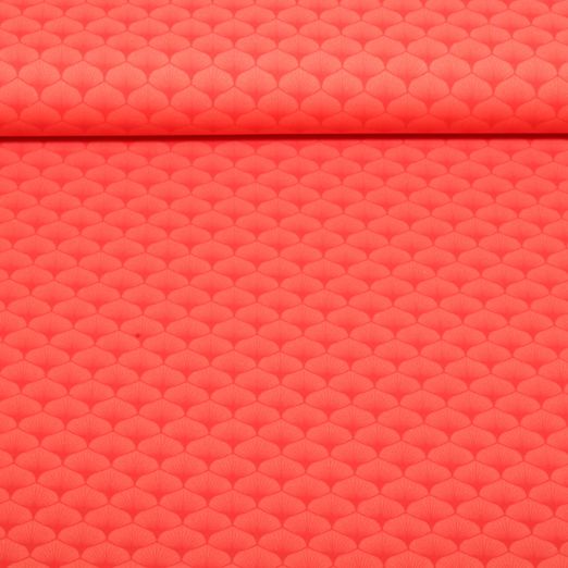 Popeline de coton - feuilles Corail