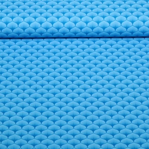 Popeline de coton - Feuilles Turquoise
