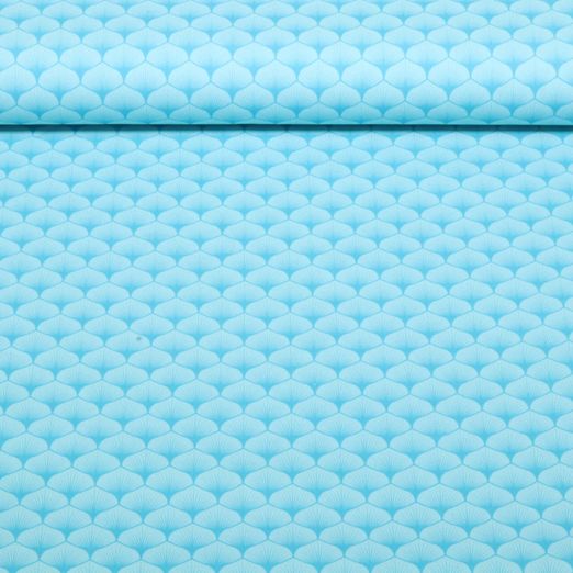 Popeline de coton - feuilles Aqua