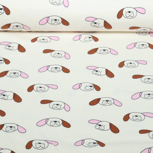 Bio Sommersweat - French Terry Hunde Jennifer Bouron Ecru Rosa Bio Sommersweat - French Terry Hunde Jennifer Bouron Ecru Rosa