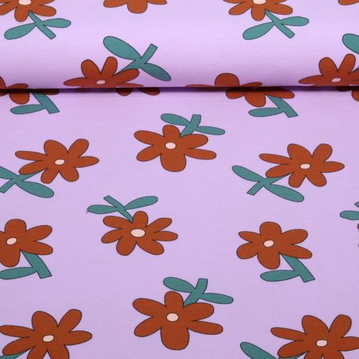 Bio Jersey - Blumen Jennifer Bouron Lavendel Bio Jersey - Blumen Jennifer Bouron Lavendel