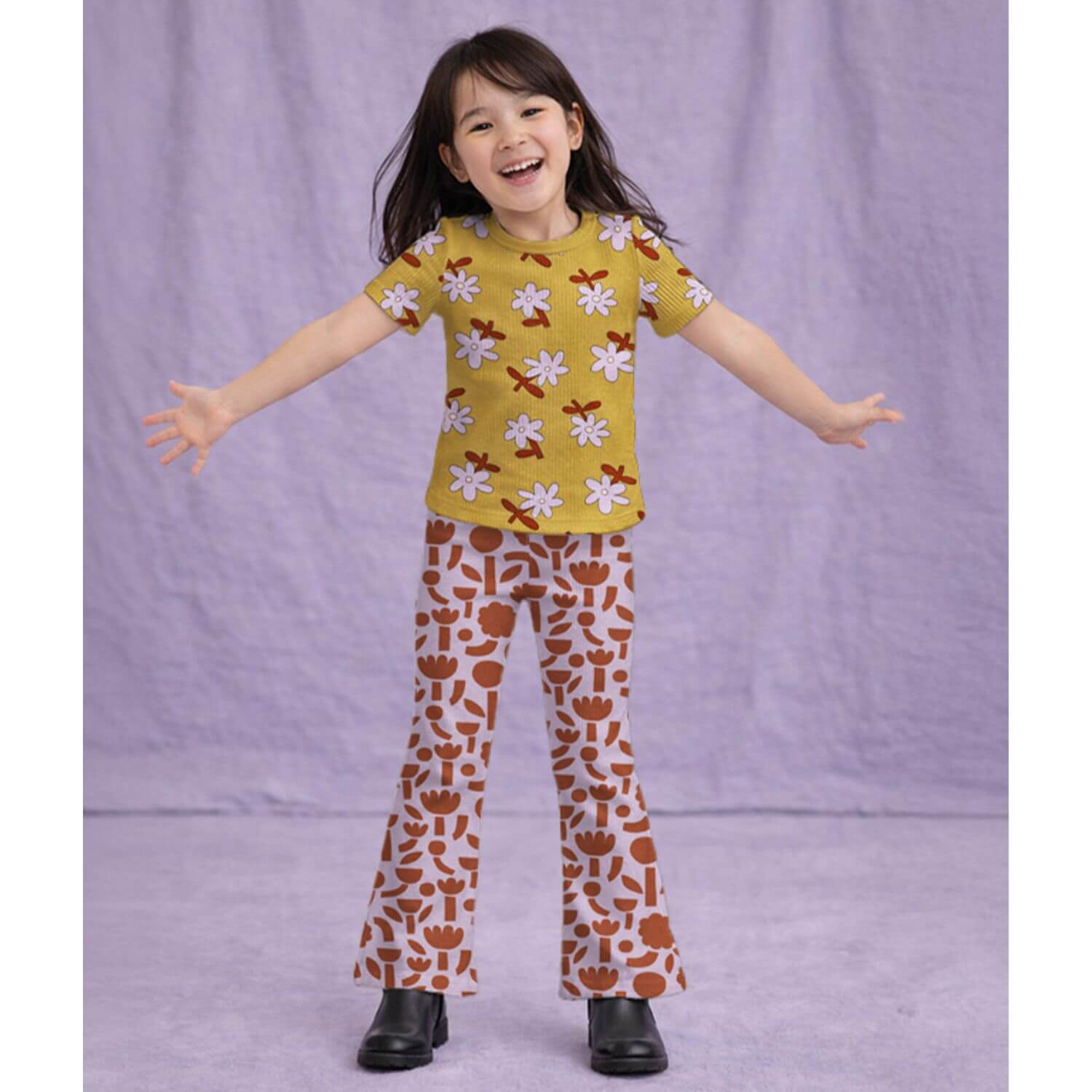 Bio Jersey - Blumen Jennifer Bouron Ocker-1 Bio Jersey - Blumen Jennifer Bouron Ocker-1