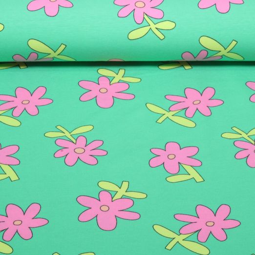 Bio Jersey - Blumen Jennifer Bouron Grün Bio Jersey - Blumen Jennifer Bouron Grün