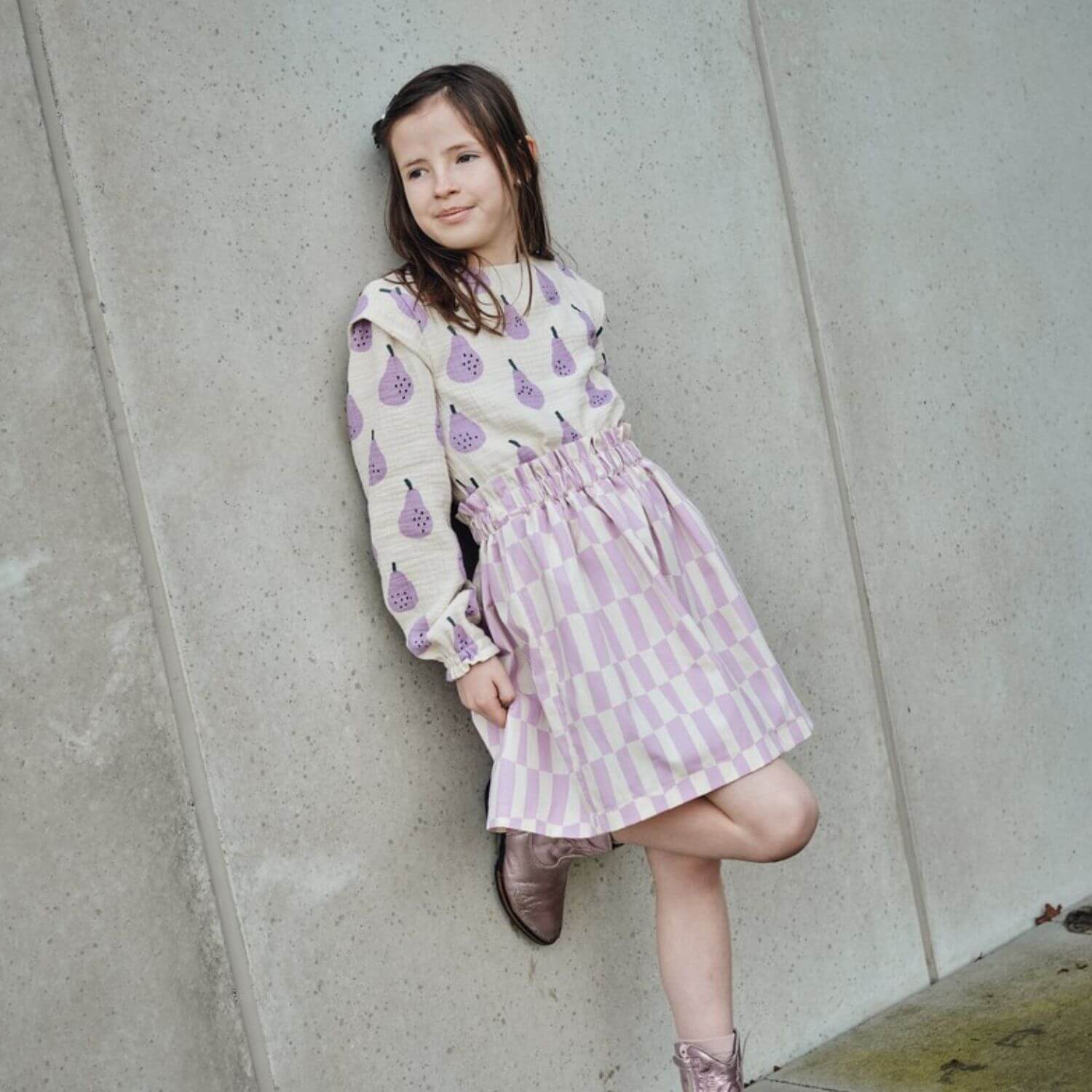 Bio Musselin - Birnen Jennifer Bouron Natur Lila-1 Bio Musselin - Birnen Jennifer Bouron Natur Lila-1