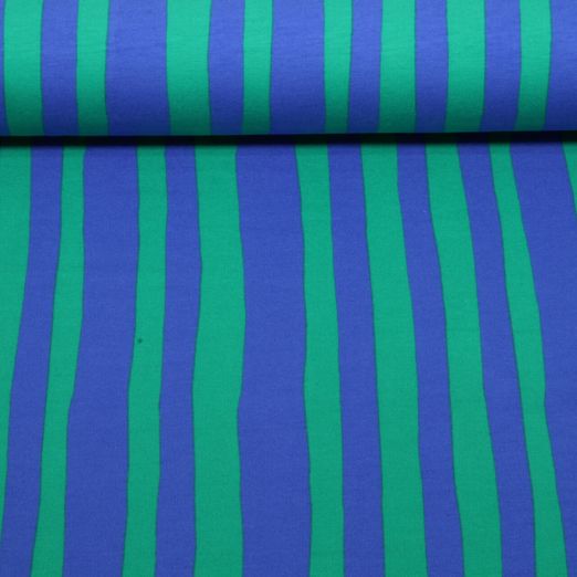 Sweat d'été bio French Terry - Rayures Bleu Vert