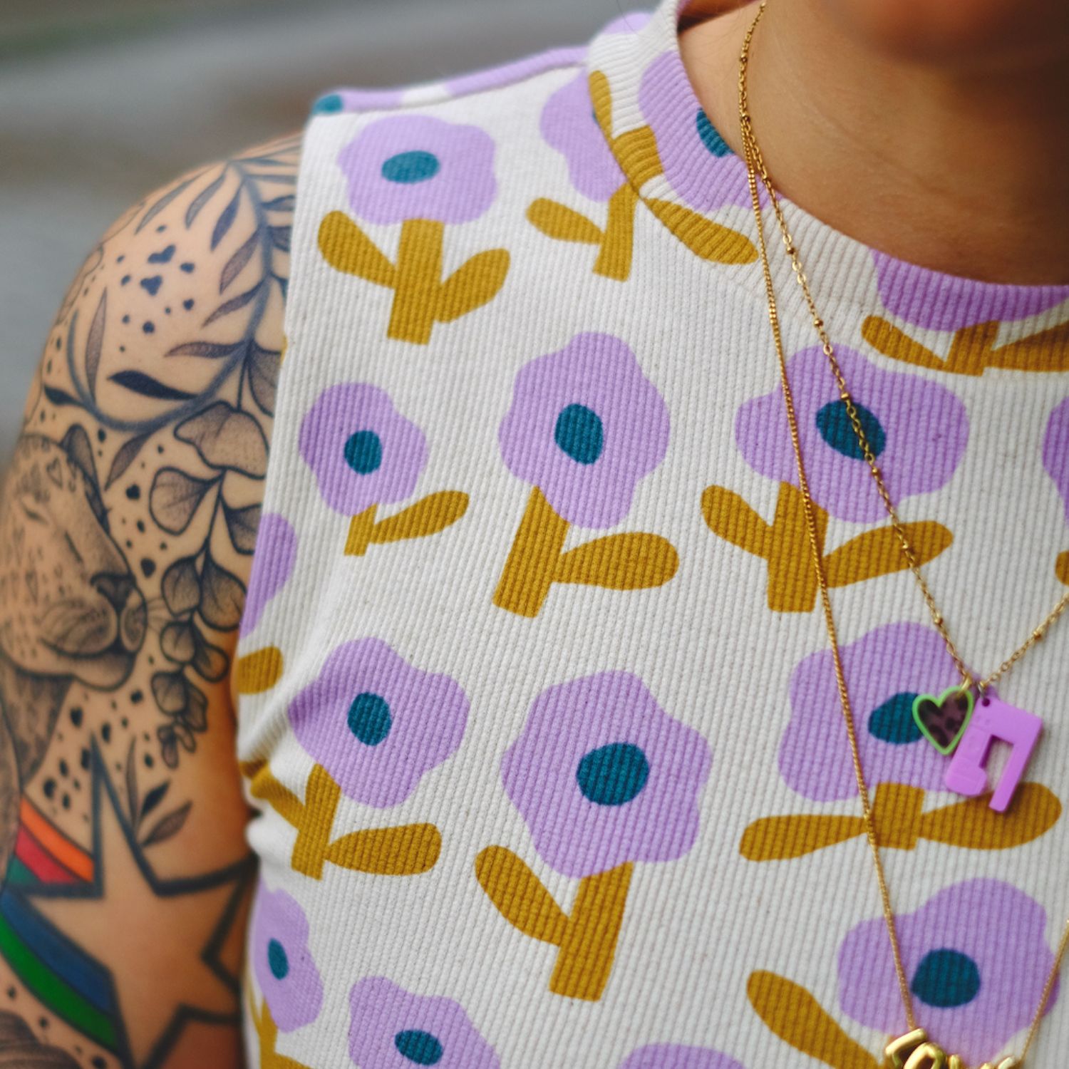 Bio Rippjersey - Blumen Jennifer Bouron Natur Lavendel-2 Bio Rippjersey - Blumen Jennifer Bouron Natur Lavendel-2