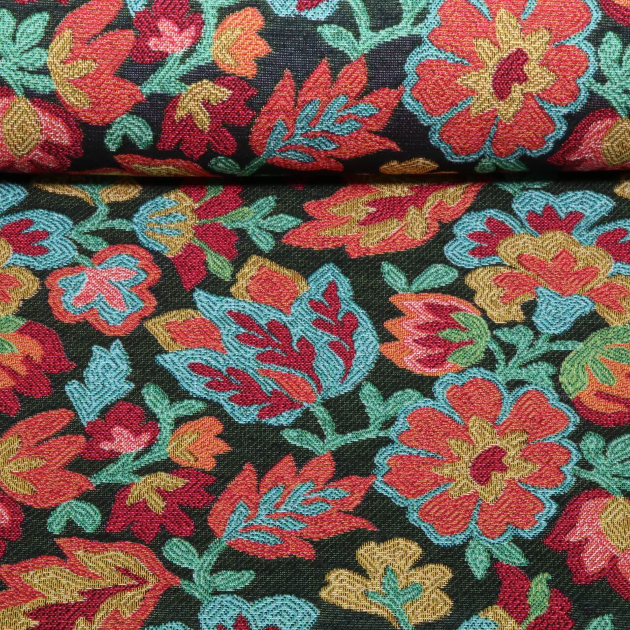 Gobelin - Fleurs multicolores Noir Multicolore-0 Gobelin - Fleurs multicolores Noir Multicolore-0
