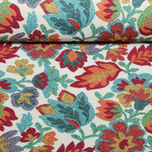 Gobelin - Fleurs multicolores Blanc Multicolore