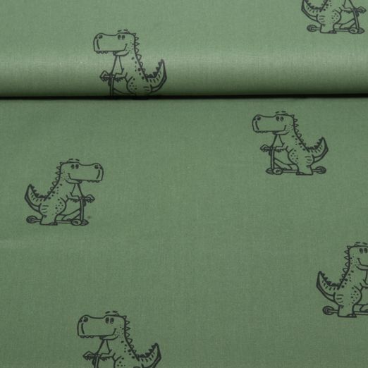 Baumwoll-Popeline - Skooter Dino Armygrün