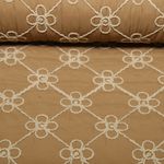 Tissu matelassé pour veste - losanges fleuris brodés brun caramel