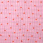 Tessuto in cotone - Cuori ricamati rosa