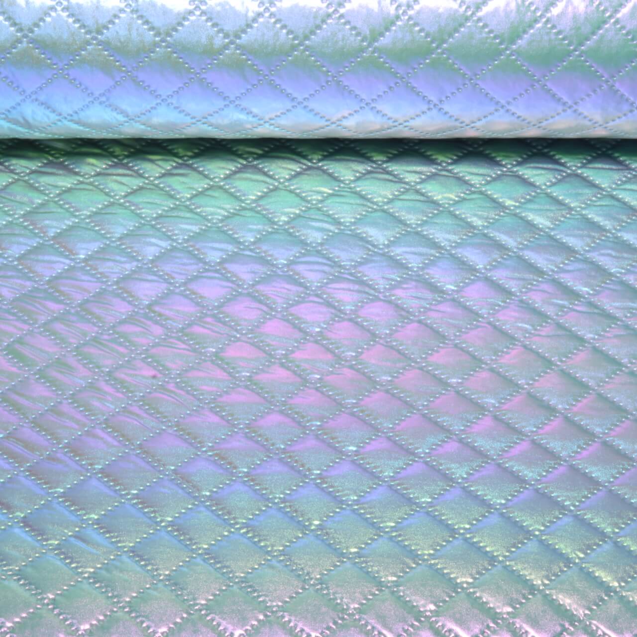 Tissu matelassé pour veste - losanges argentés-0 Tissu matelassé pour veste - losanges argentés-0