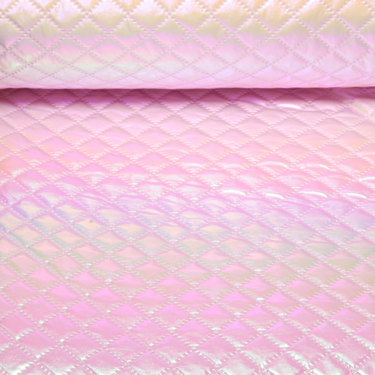Tissu matelassé pour veste - losanges rose métallique-0 Tissu matelassé pour veste - losanges rose métallique-0