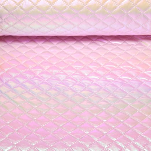 Tissu matelassé pour veste - losanges rose métallique Tissu matelassé pour veste - losanges rose métallique
