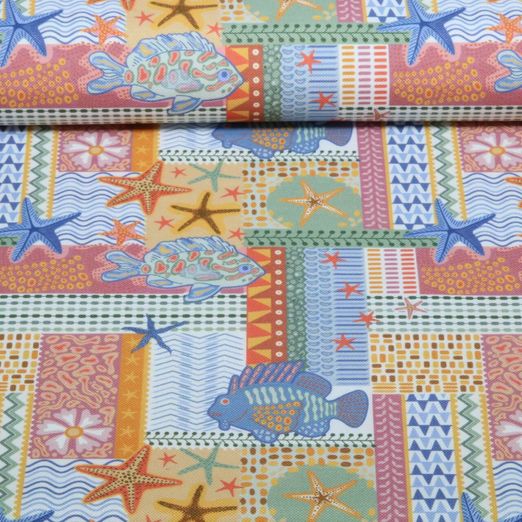 Canvas - Tischwäsche Fische und Seesterne Multicolor Canvas - Tischwäsche Fische und Seesterne Multicolor