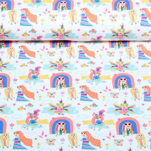 Jersey - Bande dessinée fille Blanc Multicolore Jersey - Bande dessinée fille Blanc Multicolore