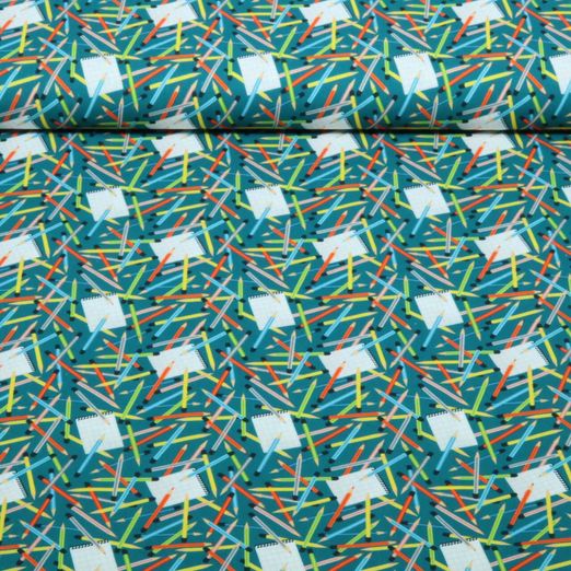 Popeline de coton - blocs de crayons de couleur vert pétrole Popeline de coton - blocs de crayons de couleur vert pétrole