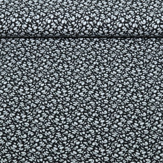 Baumwoll-Popeline - Kleine Blümchen Schwarz Weiß Baumwoll-Popeline - Kleine Blümchen Schwarz Weiß