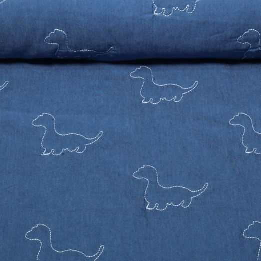 Jeans - Dinos Bestickt mit Vliesrückseite Mittelblau Jeans - Dinos Bestickt mit Vliesrückseite Mittelblau
