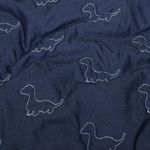 Jeans - Dinos broderad med fleece-baksida mörkblå