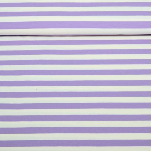 Jersey bio - Hamburger Liebe Uno Summer Stripes Ecru Violet Jersey bio - Hamburger Liebe Uno Summer Stripes Ecru Violet