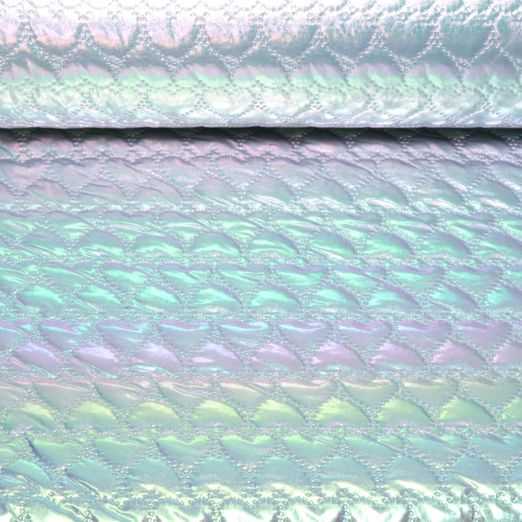 Tissu matelassé pour veste - Coeurs Argenté