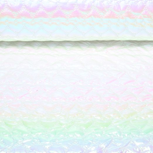 Tissu matelassé pour veste - Coeurs Blanc métallisé Tissu matelassé pour veste - Coeurs Blanc métallisé