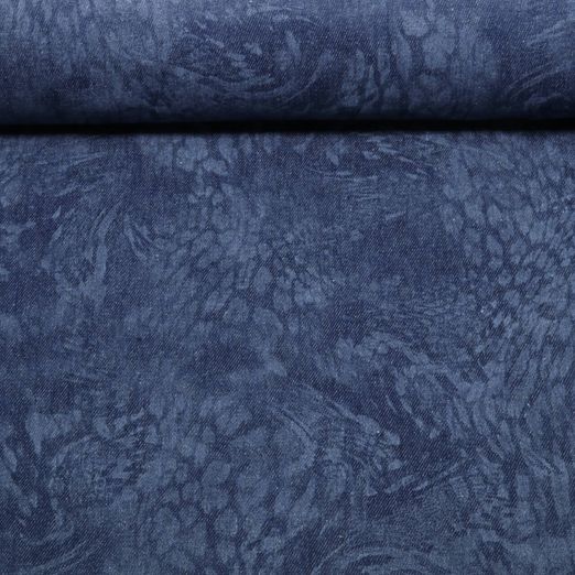 Tissu jeans pantalon - Abstrait Léopard Bleu foncé