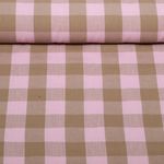 Tissu en coton - Carreaux Rose Marron Teint dans la masse