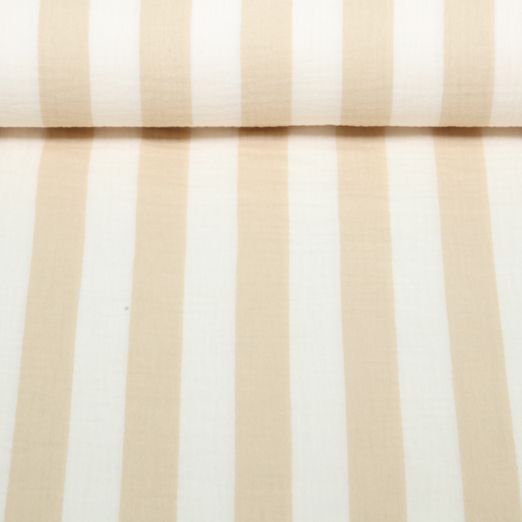Gaze de coton - rayures Ecru Beige Gaze de coton - rayures Ecru Beige