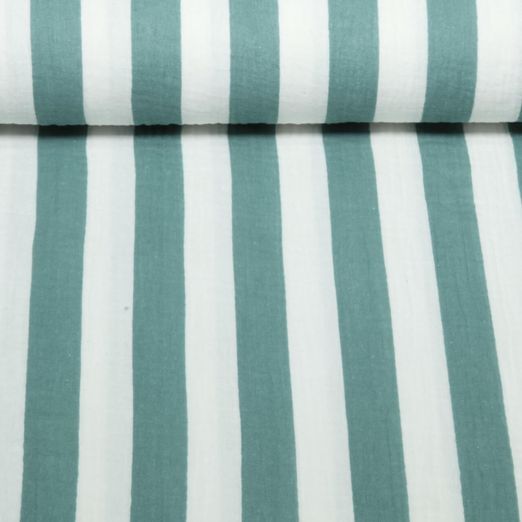 Gaze de coton - Rayures en bloc Bleu pétrole Gaze de coton - Rayures en bloc Bleu pétrole