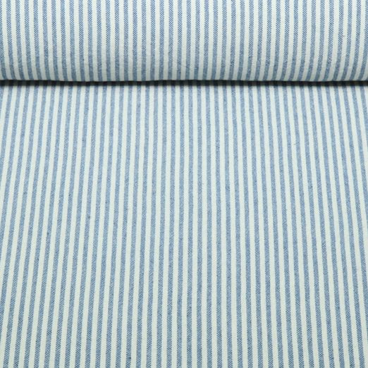 Coton tissé - Linge de cuisine mini rayures Beige Bleu jeans