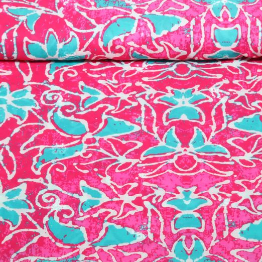 Baumwoll-Webware - Beach Kollektion Batik Bogenkante Fuchsia