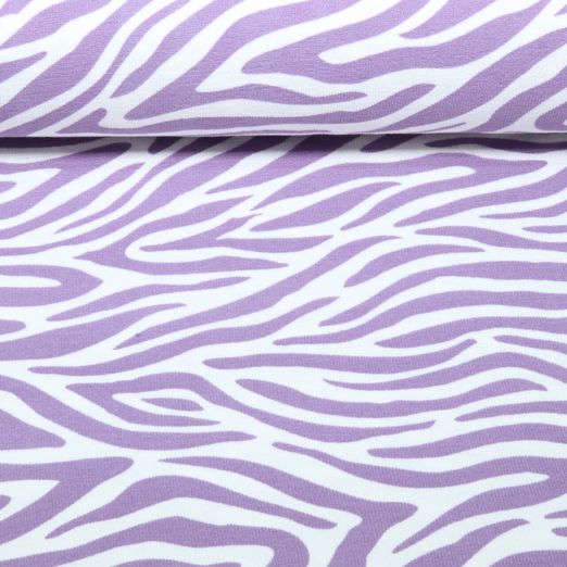 Sommersweat - French Terry Krepp Zebra Weiß Lila Sommersweat - French Terry Krepp Zebra Weiß Lila