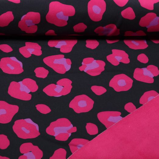 Softshell - Motif léopard numérique Noir Rose vif