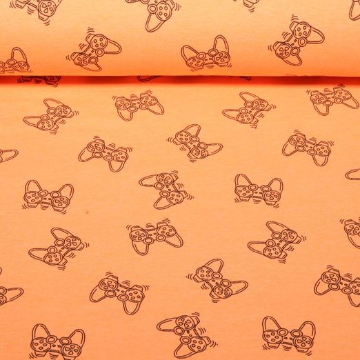 Sommersweat - French Terry Gamecontroller Orange Neon Sommersweat - French Terry Gamecontroller Orange Neon
