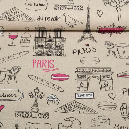 Toile - Aspect lin Paris Rose vif