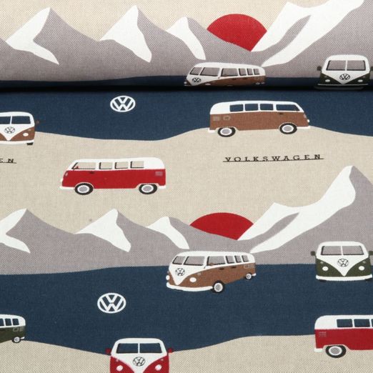 Toile - VW Combi Van Aventure en montagne Beige Aspect lin