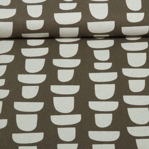 Toile canevas - Motifs aspect lin, marron et Beige