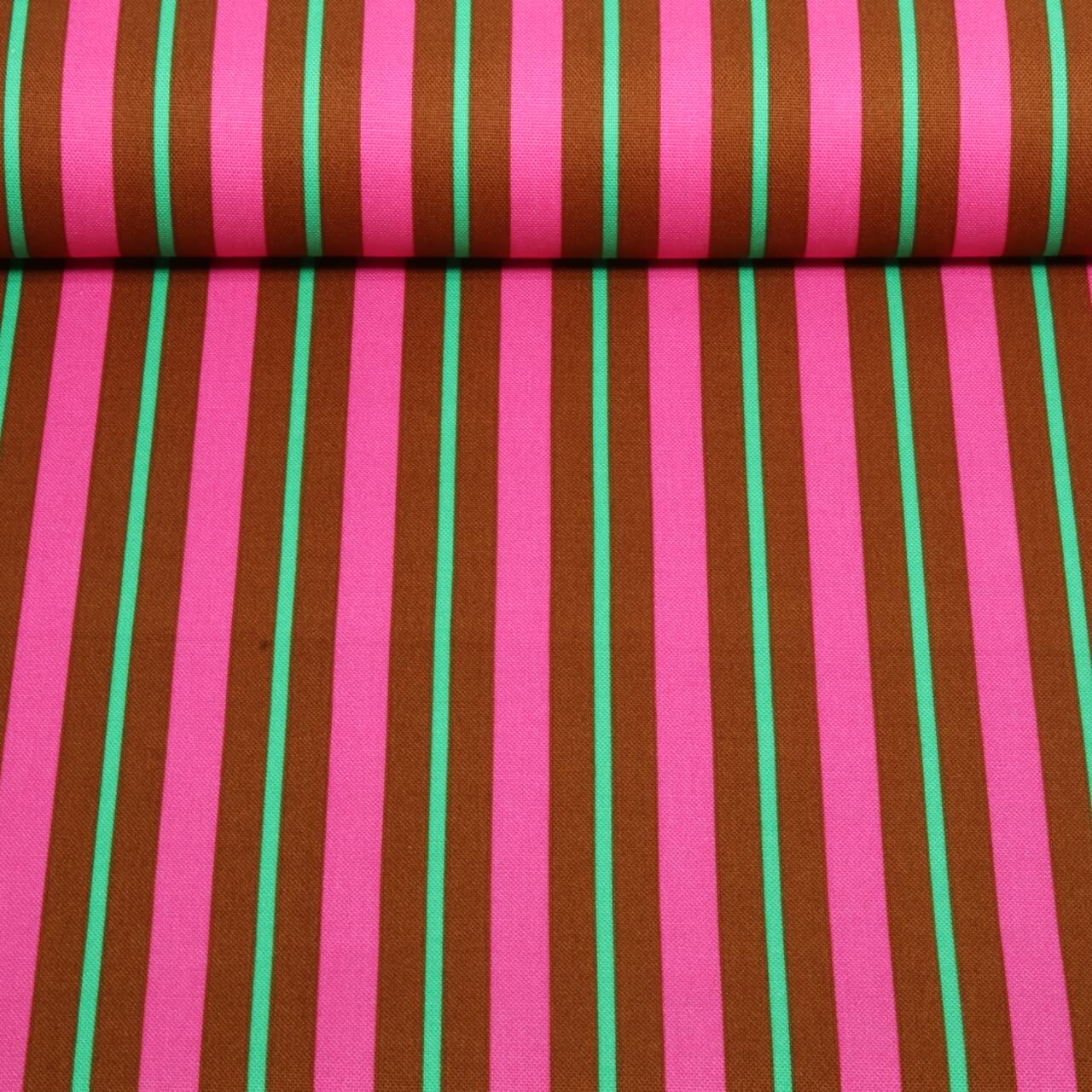 Toile canevas - Rayures caramel et rose vif-0 Toile canevas - Rayures caramel et rose vif-0