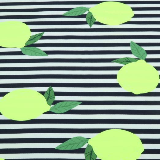 Sweat d'été - French Terry - Rayures fluo citron Sweat d'été - French Terry - Rayures fluo citron