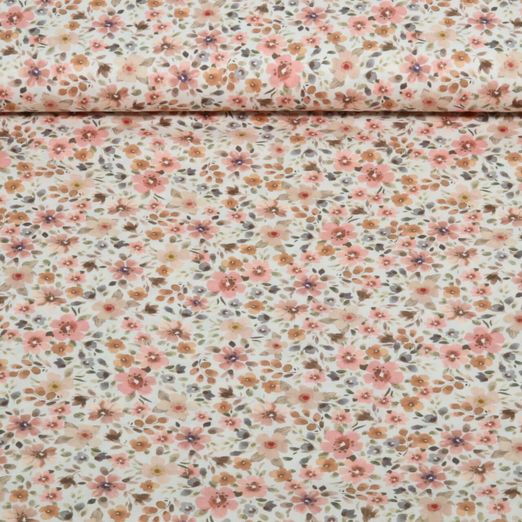 Popeline de coton - Impression numérique « Petites fleurs » Ecru Popeline de coton - Impression numérique « Petites fleurs » Ecru