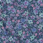 Popeline di cotone - Stampa digitale con piccoli fiori color petrolio