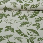 Toile canevas - Motif lin, feuilles, Beige et Vert Toile canevas - Motif lin, feuilles, Beige et Vert