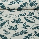 Toile canevas - Motif lin, feuilles, Beige et Bleu pétrole Toile canevas - Motif lin, feuilles, Beige et Bleu pétrole