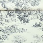 Baumwoll-Canvas - Dorfleben Toile-de-Jouy Beige Grau Baumwoll-Canvas - Dorfleben Toile-de-Jouy Beige Grau