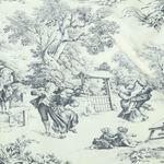Lona de algodão - Vida no vilarejo, Toile-de-Jouy, bege e cinzento Lona de algodão - Vida no vilarejo, Toile-de-Jouy, bege e cinzento