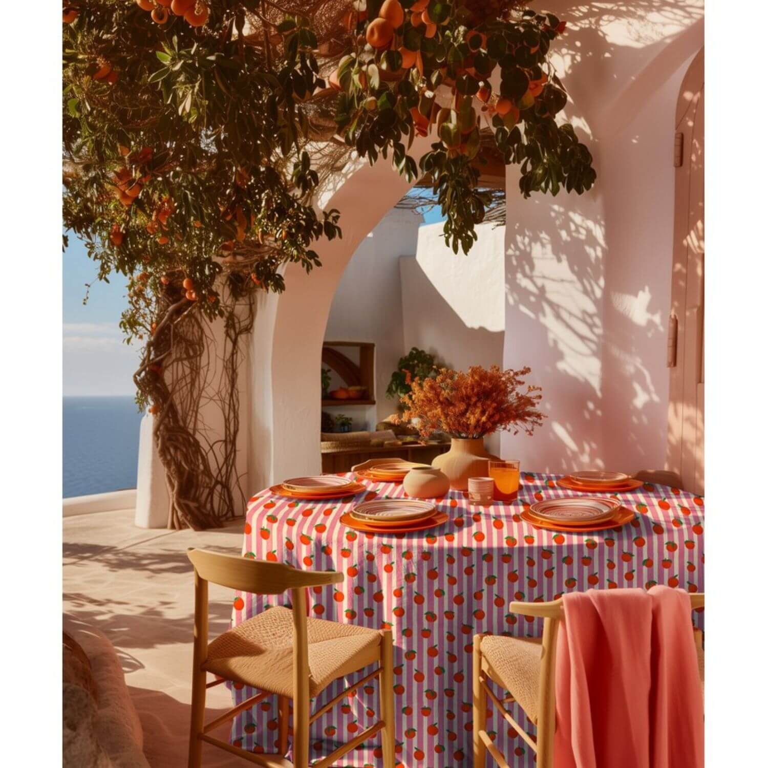 Coton enduit - Orange et Rose vif-1 Coton enduit - Orange et Rose vif-1